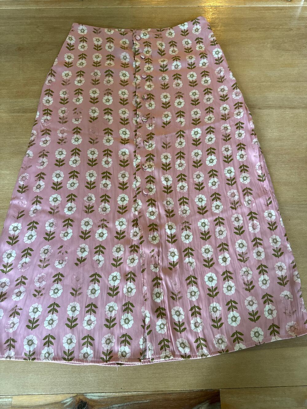 Free People Analise printed midi skirt floral buttons Size 4 Boho Indie Silky - Picture 1 of 6
